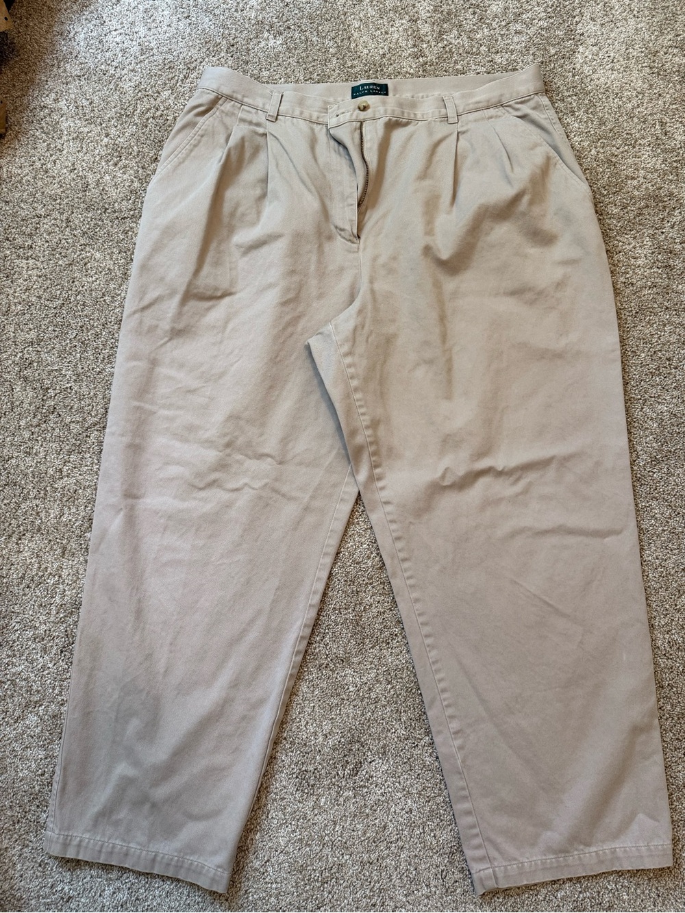 Vintage Lauren Ralph Lauren Pleated Chino Pants in Light Beige